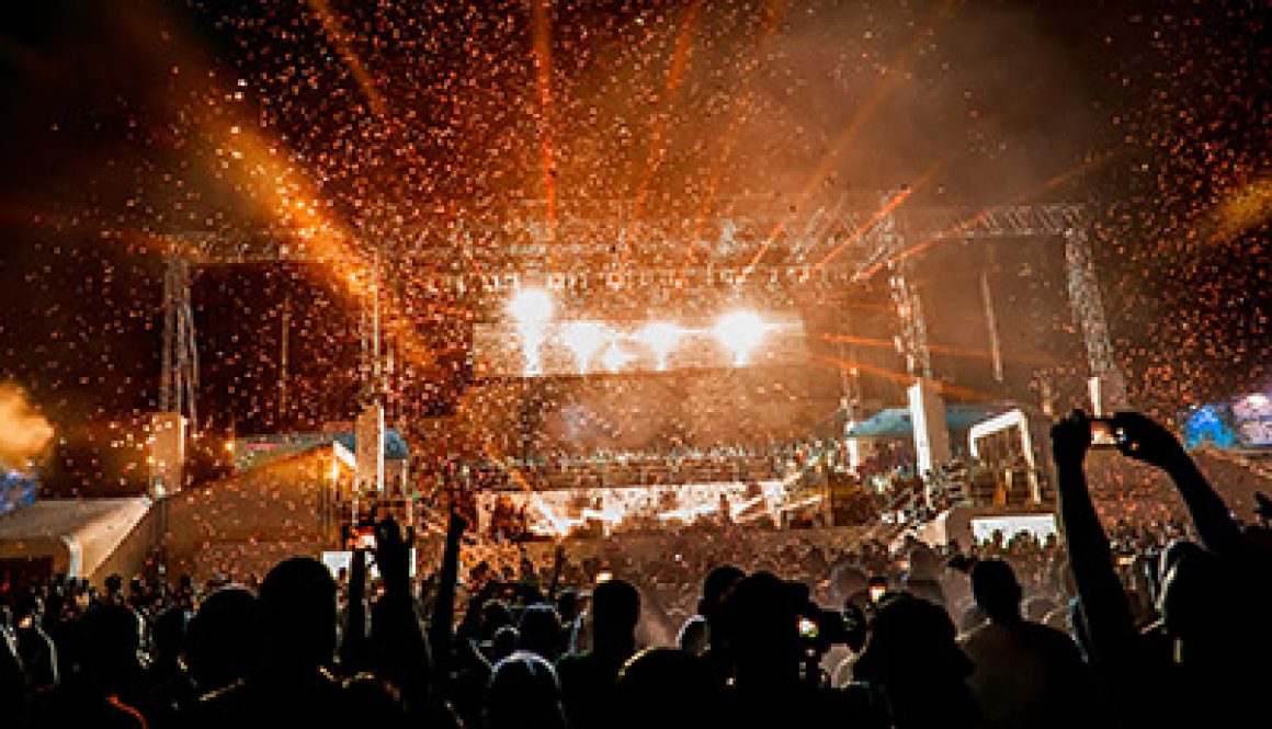 Music stage with lasers and lighting